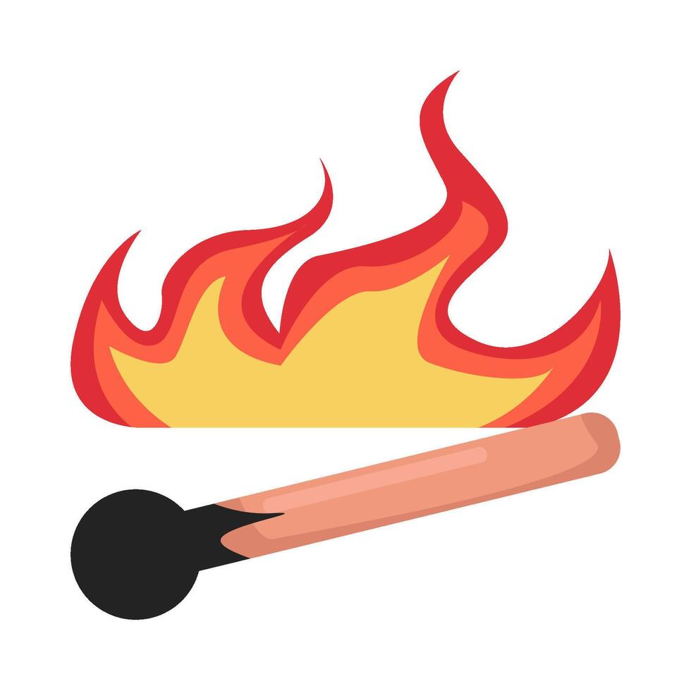 fire in match illustration vector