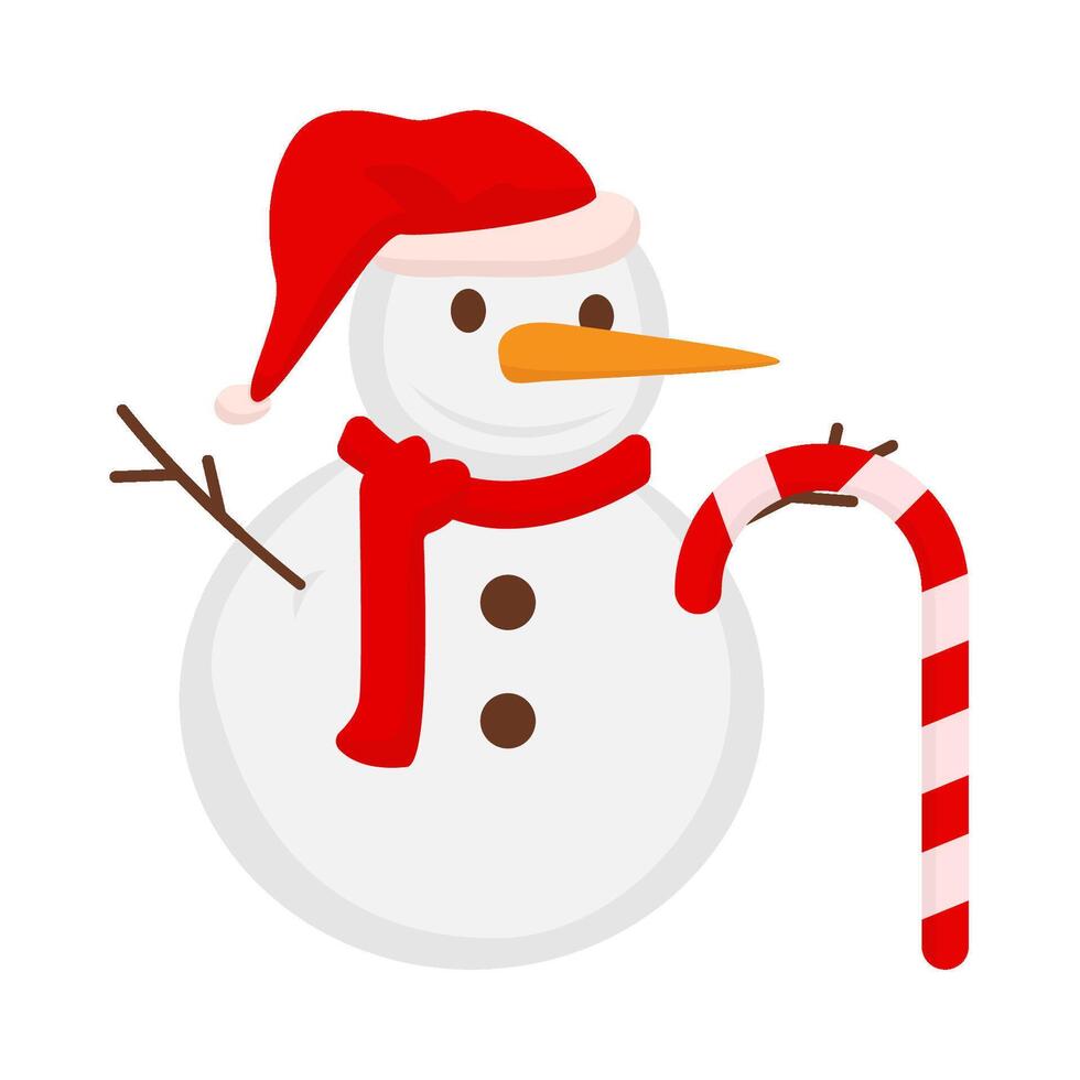 snowman with stick candy illustration vector