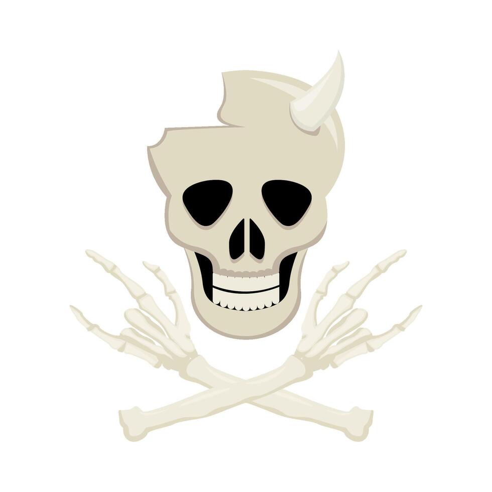 skull with bone illustration vector