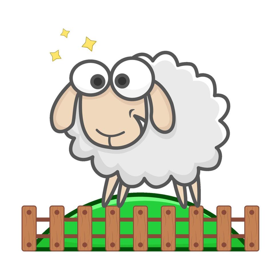 sheep in farm illustration vector