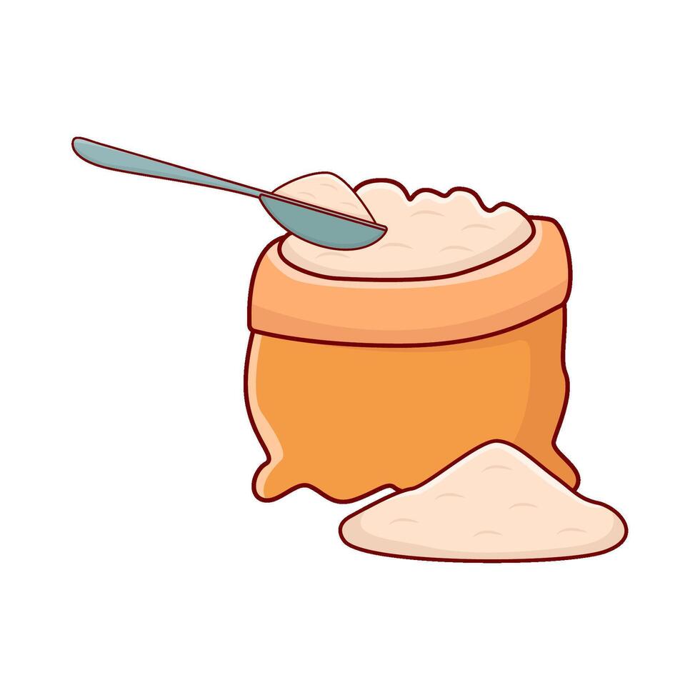 flour with flour bag illustration vector