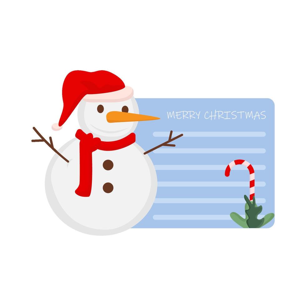 monigote de nieve Navidad con saludo tarjeta ilustración vector