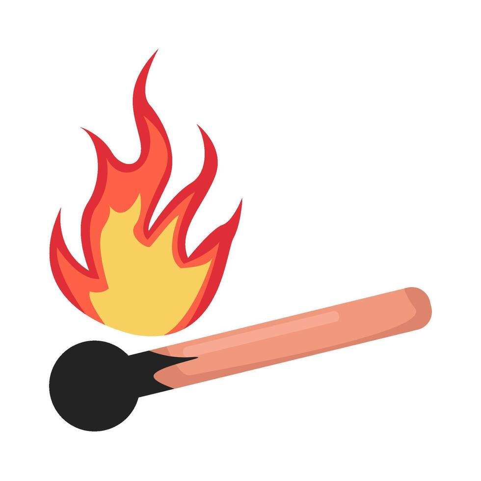 fire in match illustration vector