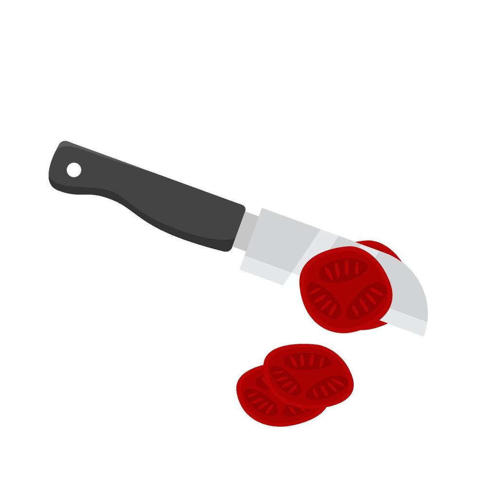 cuchillo pedazo tomate ilustración vector