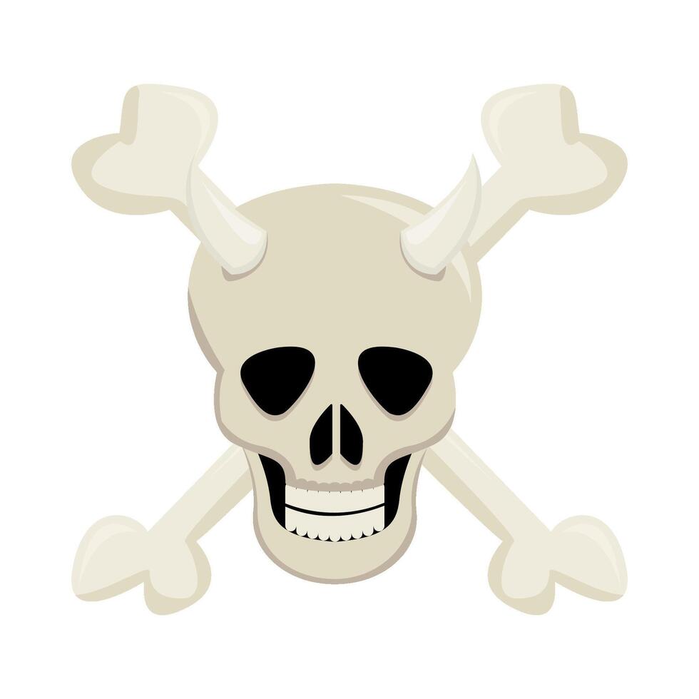 skull with bone illustration vector