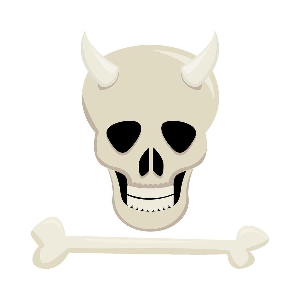 skull with bone illustration vector