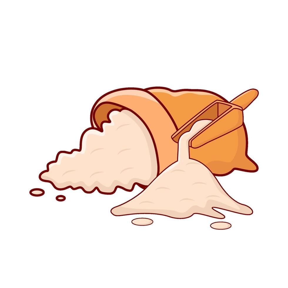 flour with flour bag illustration vector