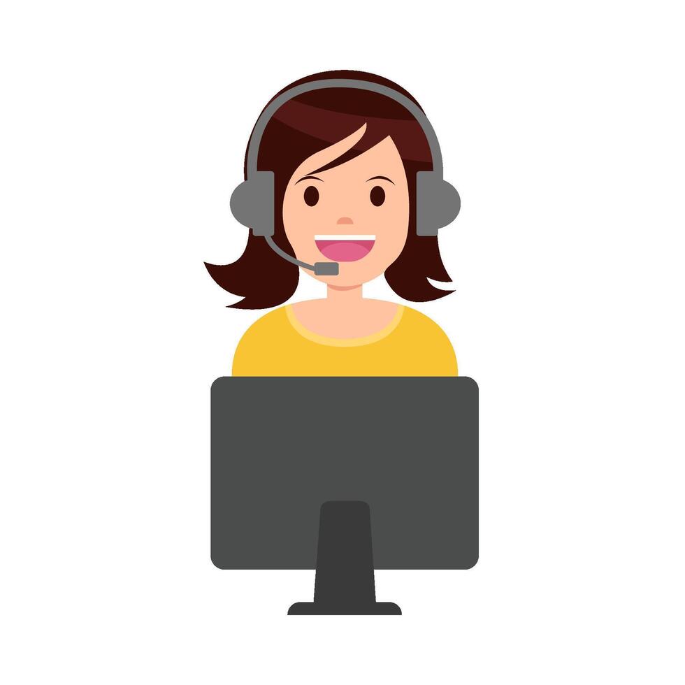 call center work in laptop illustration vector