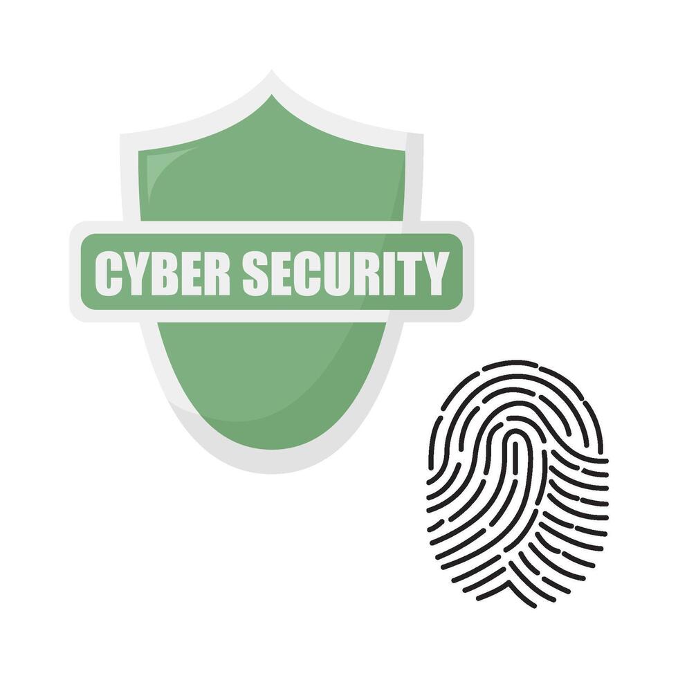 cyber security with finger print illustration vector