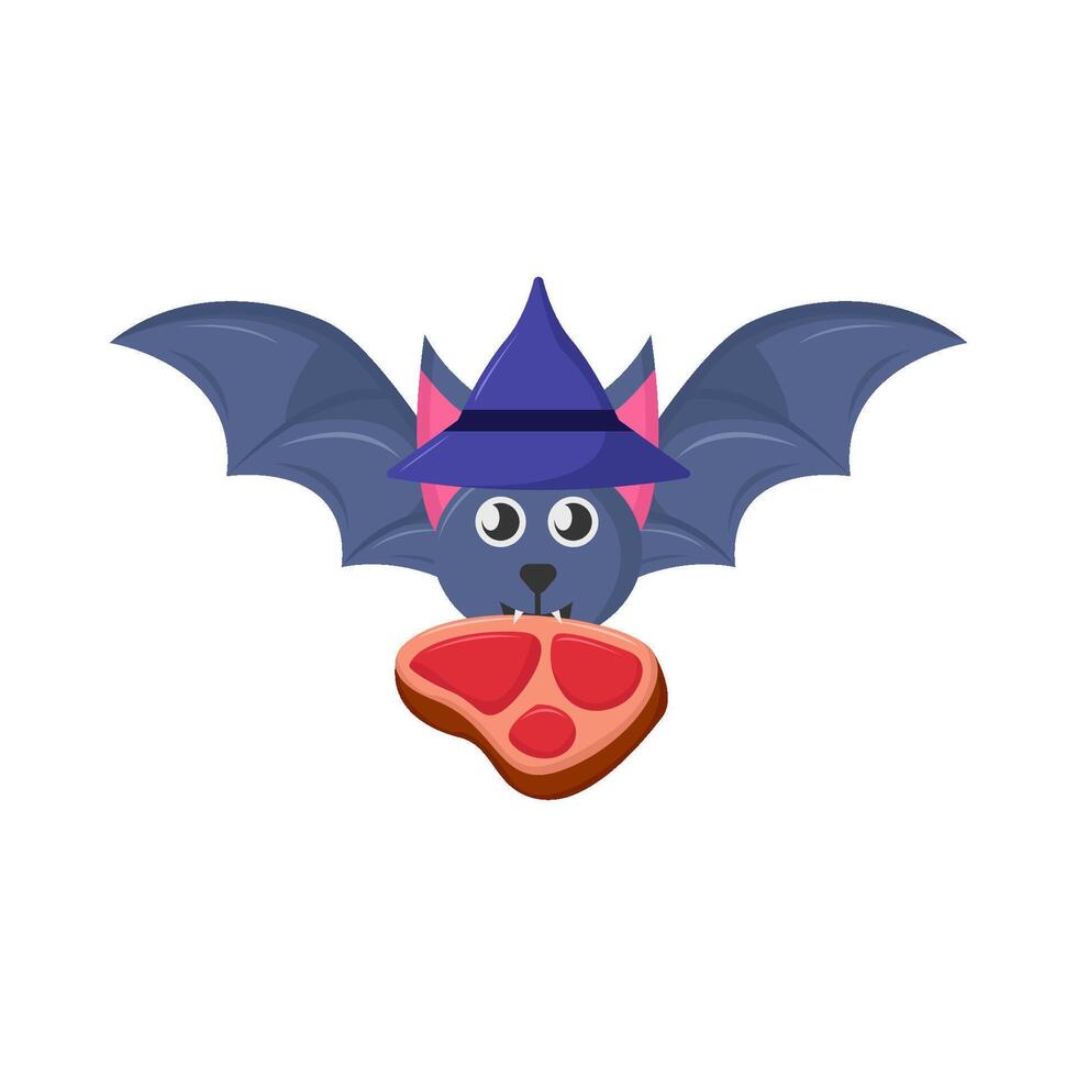 bat with beef illustration vector