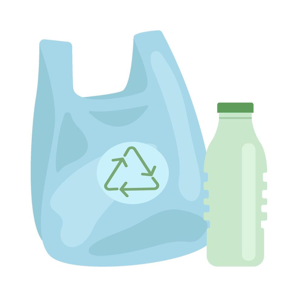 plastic bag recycling with bottle plastic illustration vector