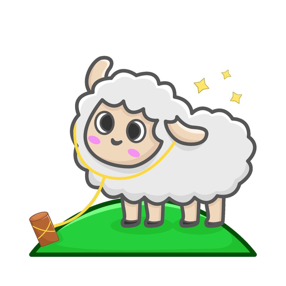 sheep in farm illustration vector