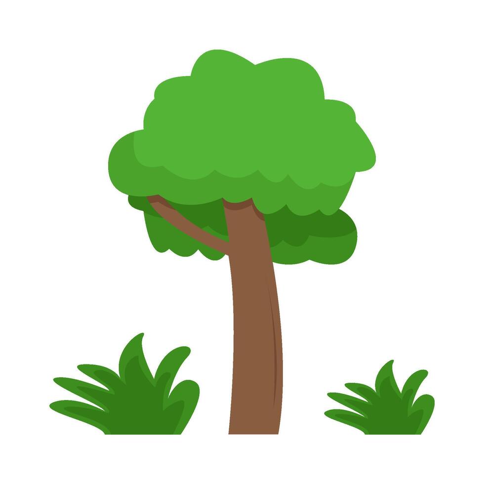 tree with grass green illustration vector