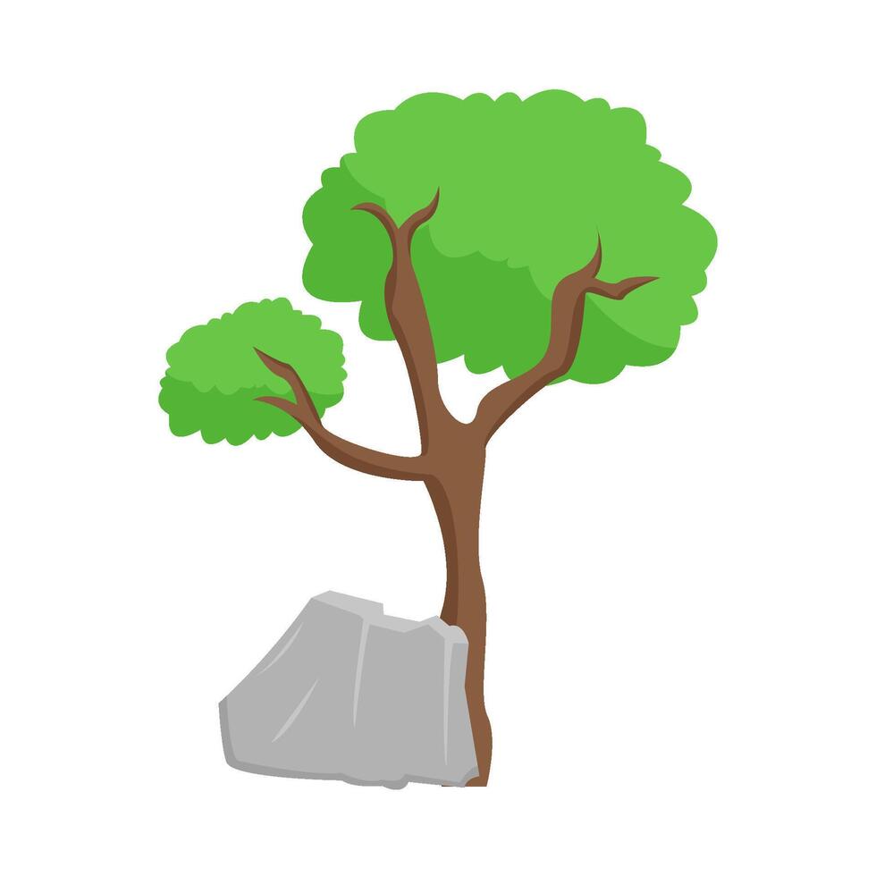 árbol con Roca ilustración vector