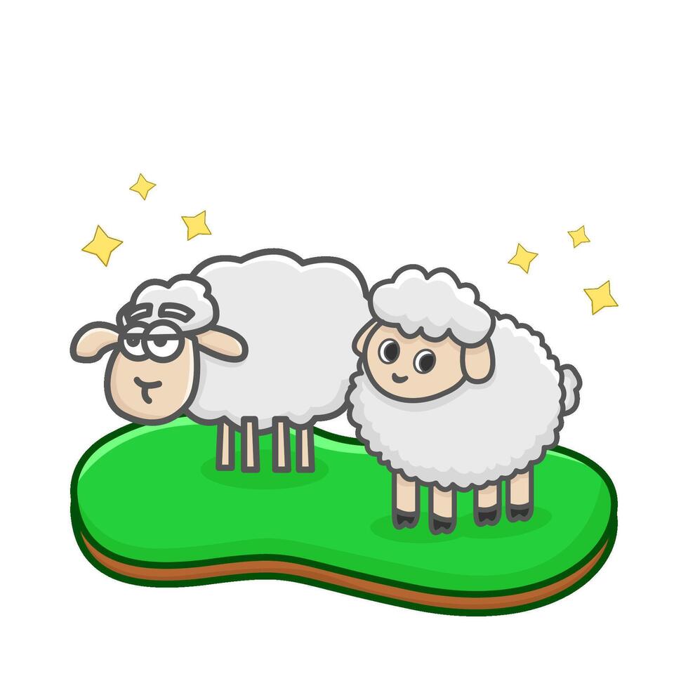 sheep in farm illustration vector