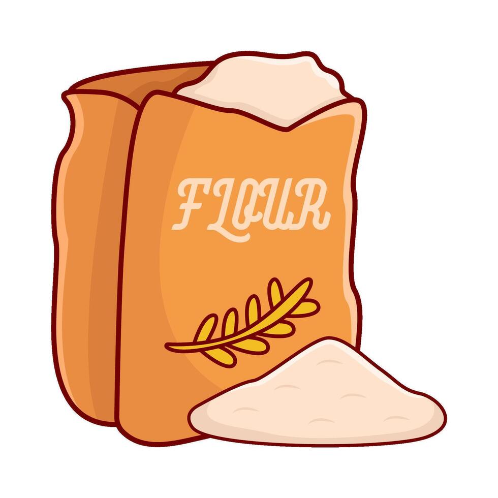 flour with flour bag illustration vector