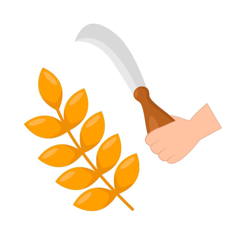 sickle with wheat illustration vector