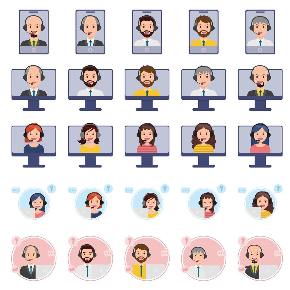 call center pack illustration vector