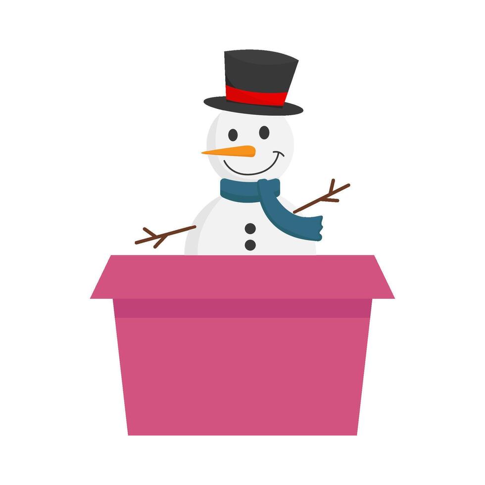 snowman in box illustration vector