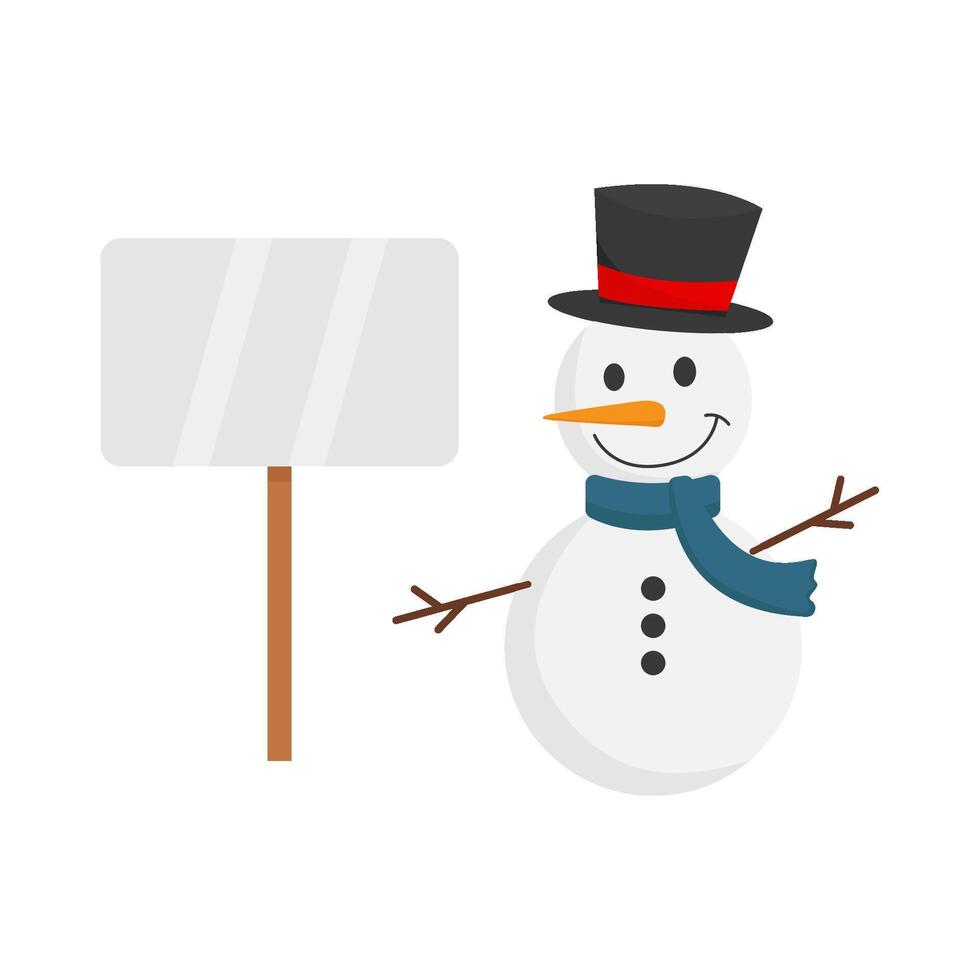 snowman with board illustration vector