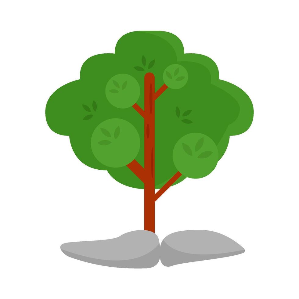tree with stone illustration vector