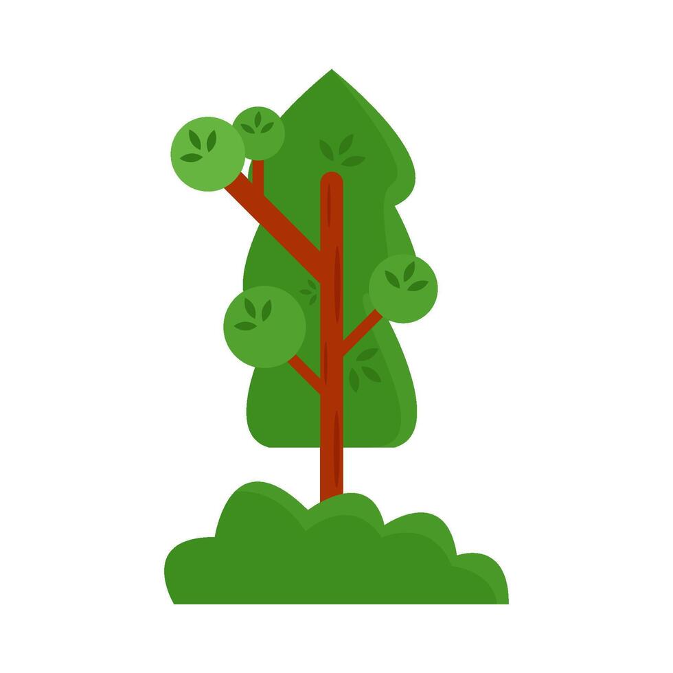árbol con césped verde ilustración vector