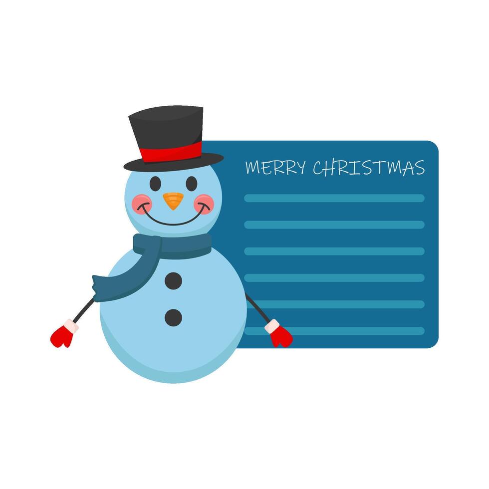 snowman christmas with greeting card  illustration vector