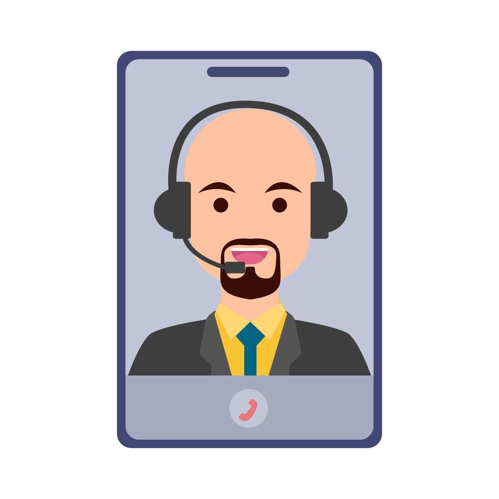 call center in mobile phone illustration vector