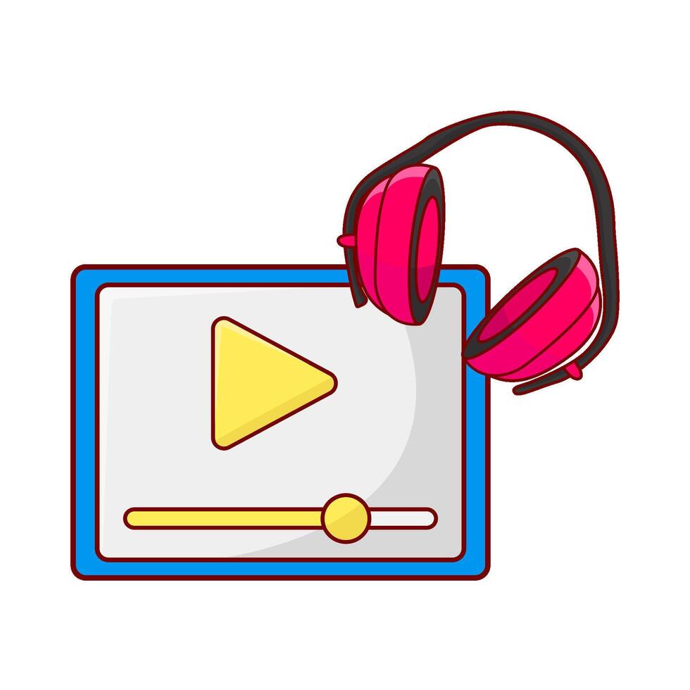 headphone with video in tab illustration vector