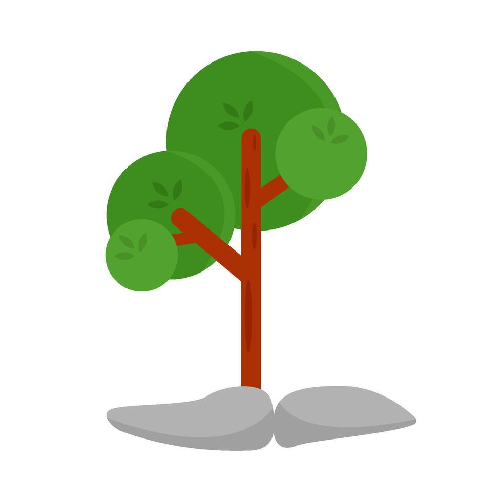 árbol con Roca ilustración vector