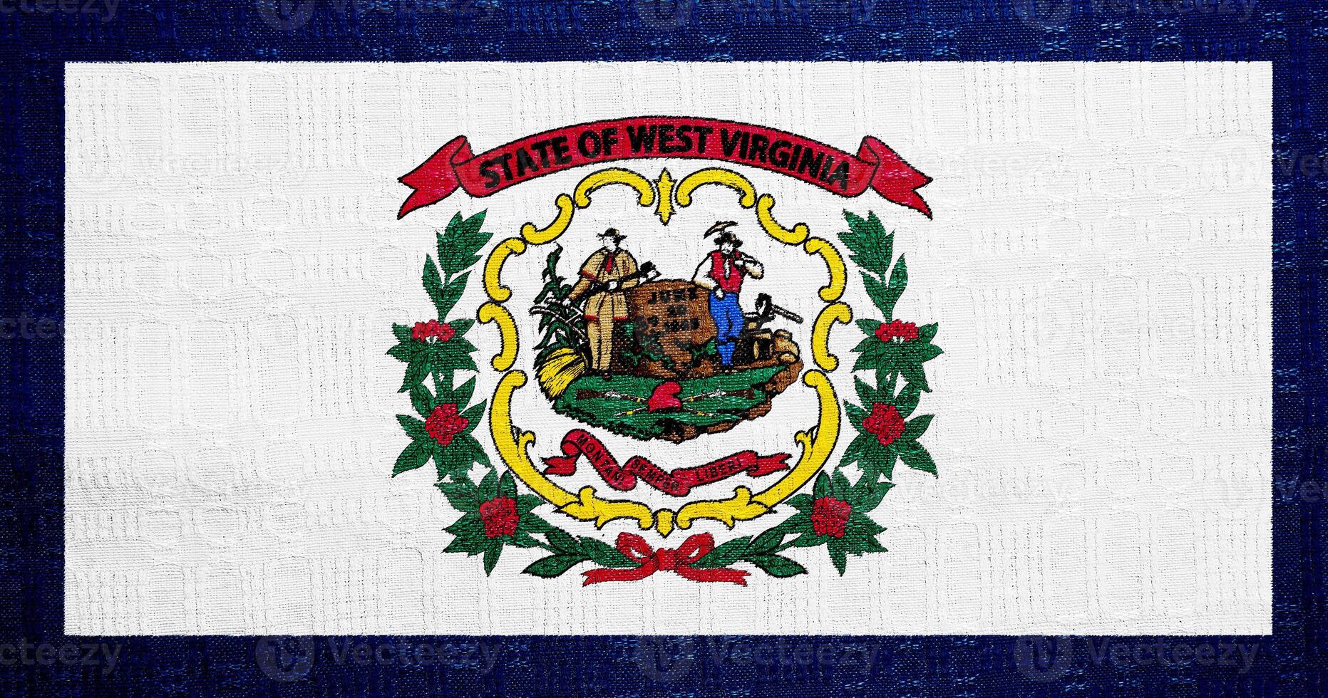 Flag of West Virginia USA state on a textured background. Concept collage. photo