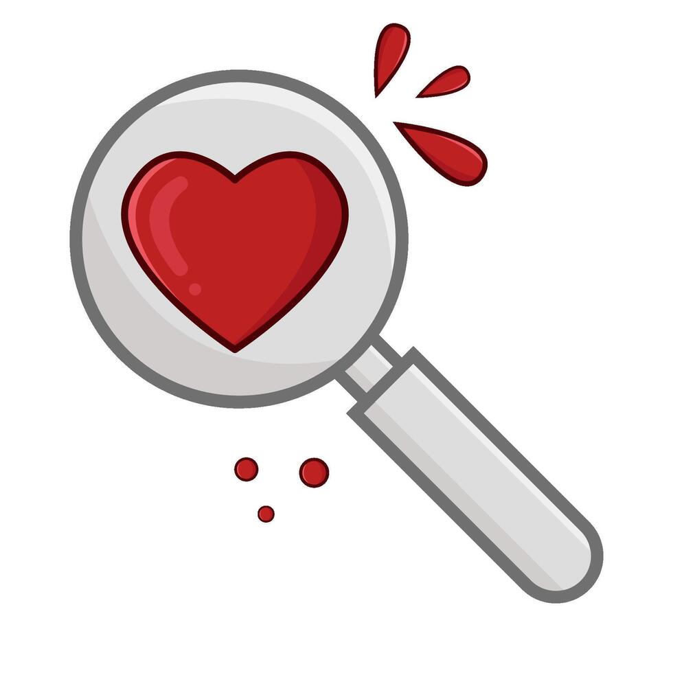 love in magnifying glass illustration vector
