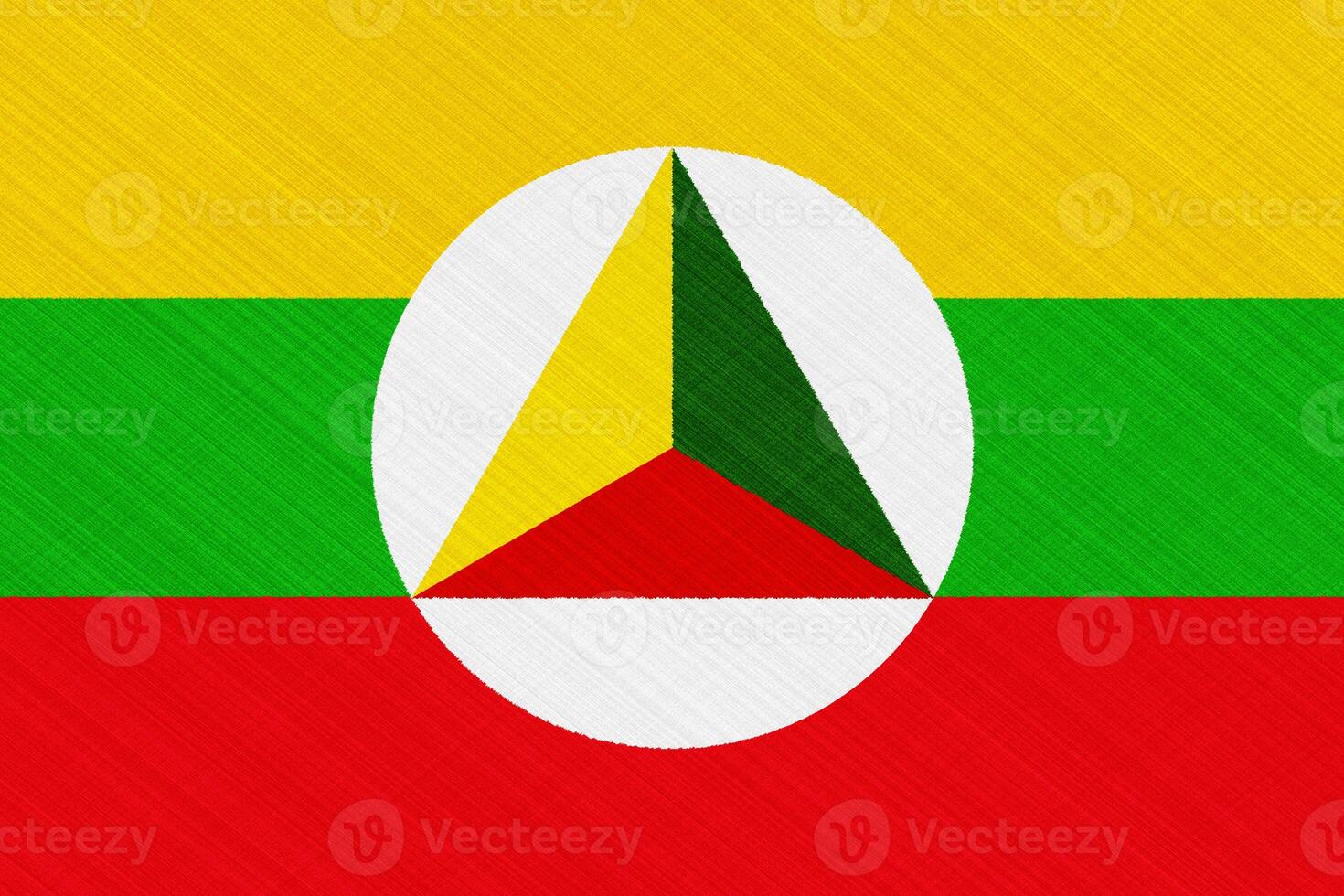 Flag and coat of arms of Shan State on a textured background. Concept collage. photo