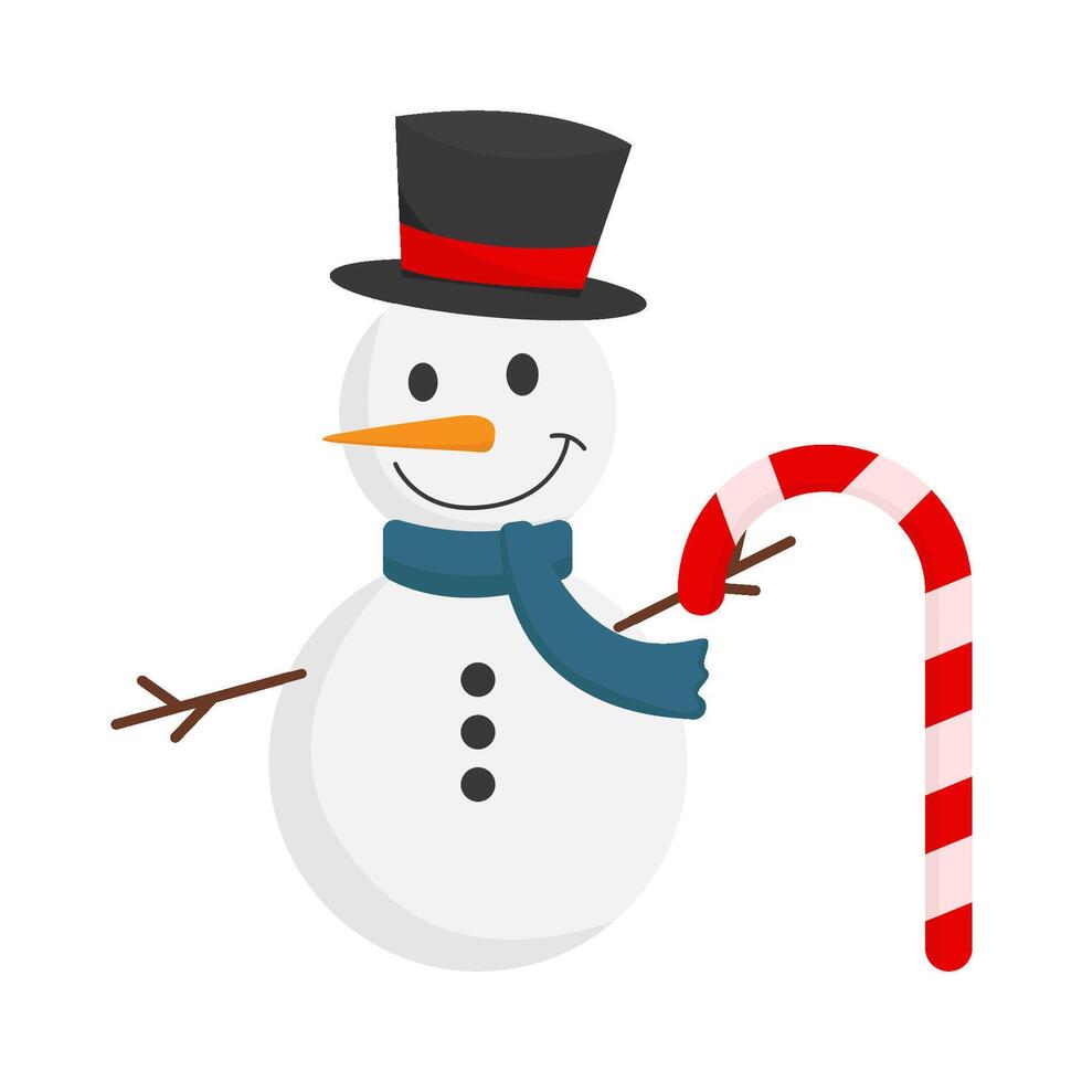 snowman with stick candy illustration vector