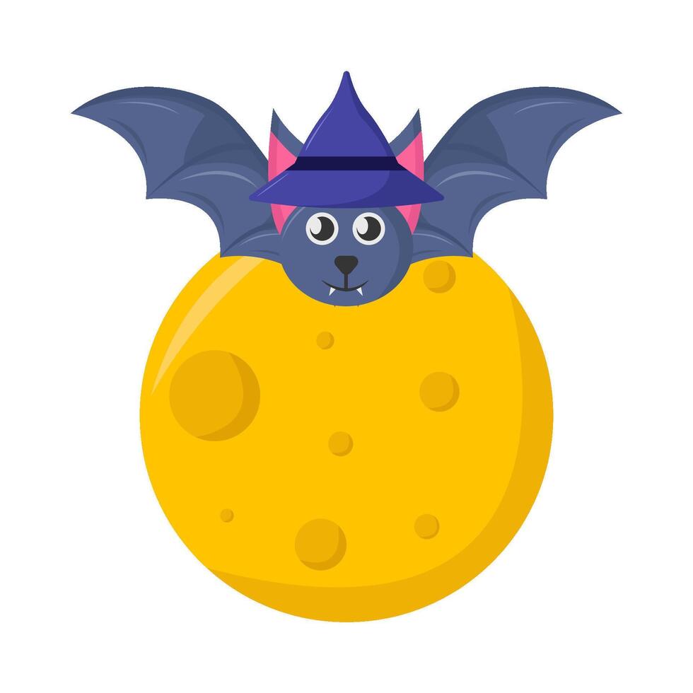 bat with full moon illustration vector