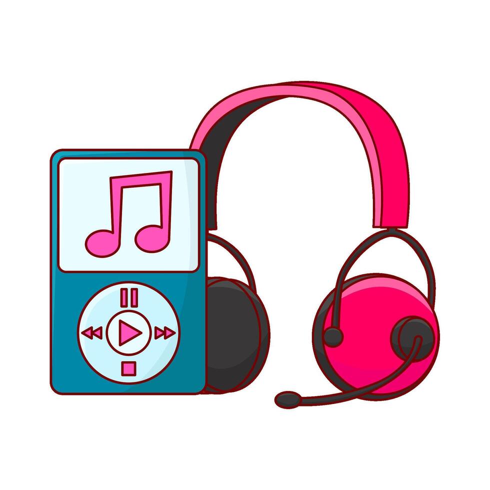 headphone with mp3 music illustration vector