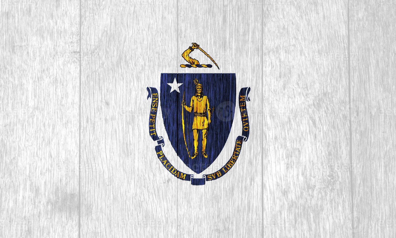 Flag of Massachusetts USA state on a textured background. Concept collage. photo