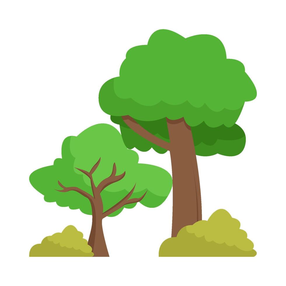 árbol con césped verde ilustración vector