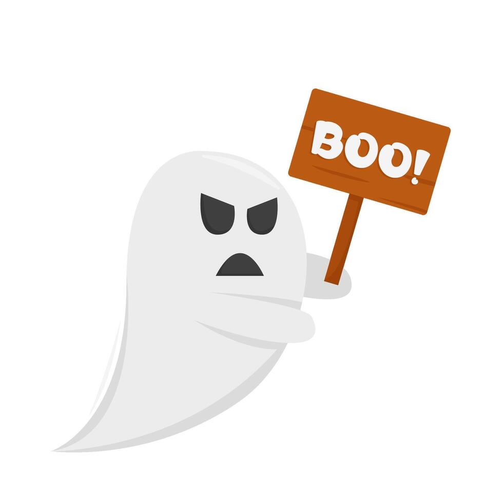 ghost with boo text in board illustration vector