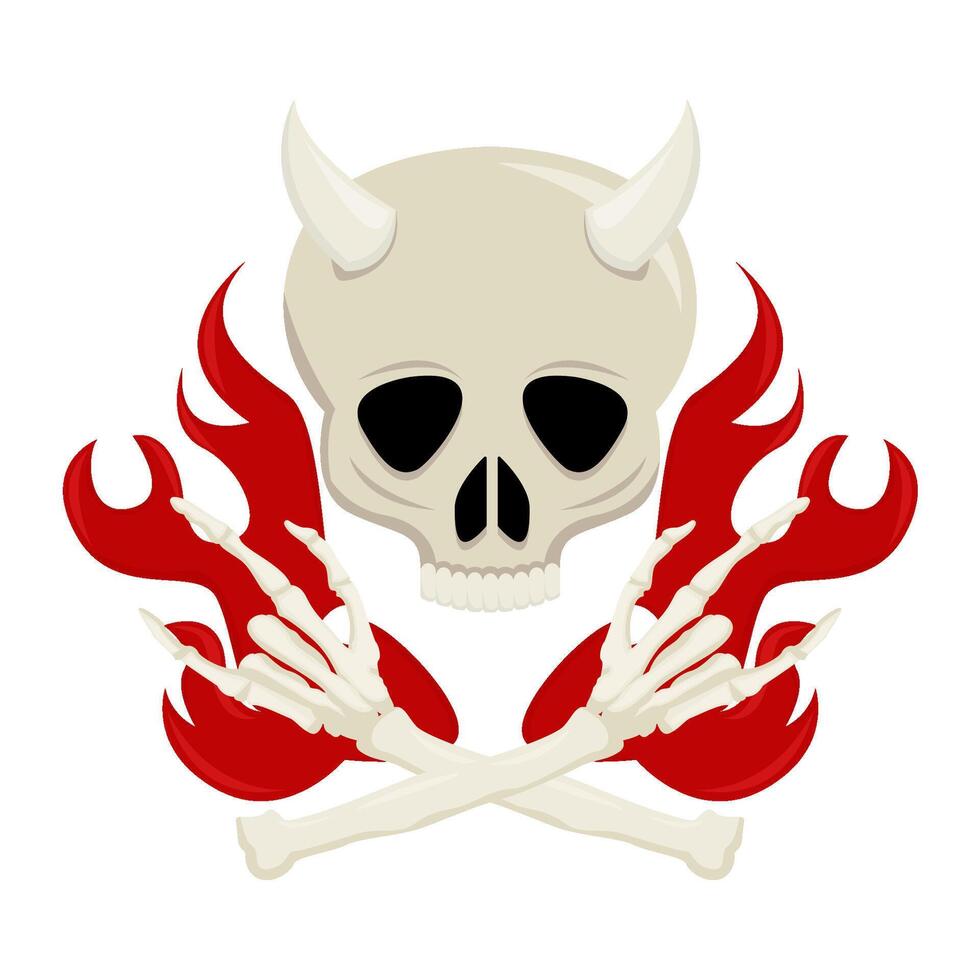bone, skull with fire illustration vector