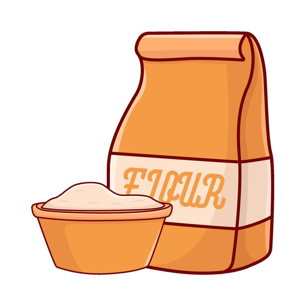 flour packaging with flour in bassin illustration vector