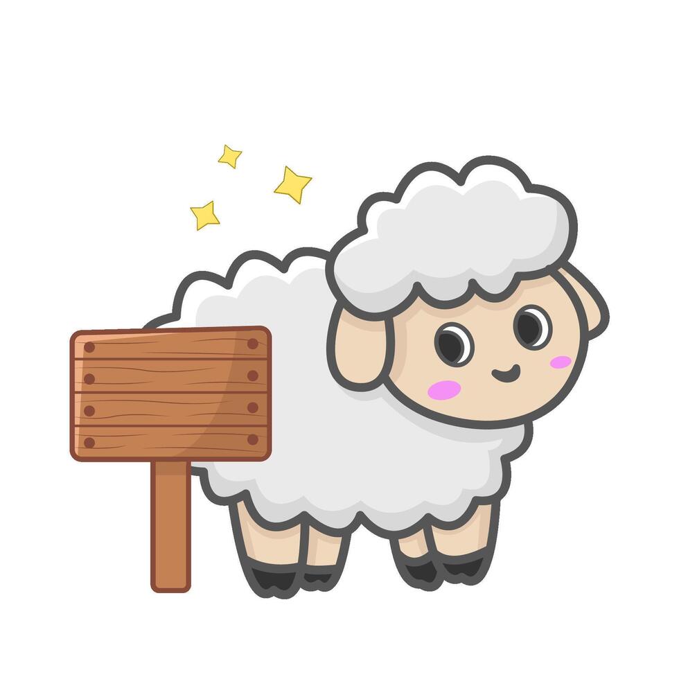 sheep with board illustration vector