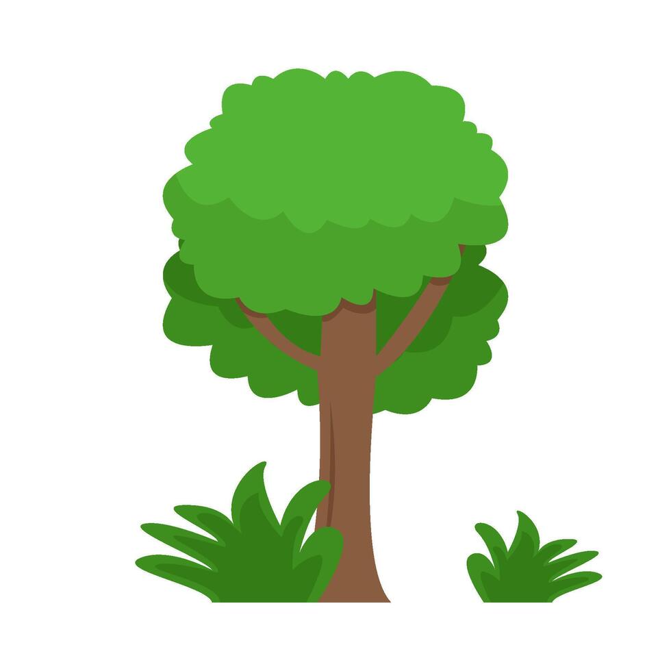 árbol con césped verde ilustración vector