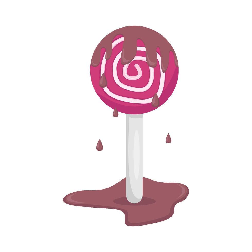 chocolate melt in lollipop sweet illustration vector