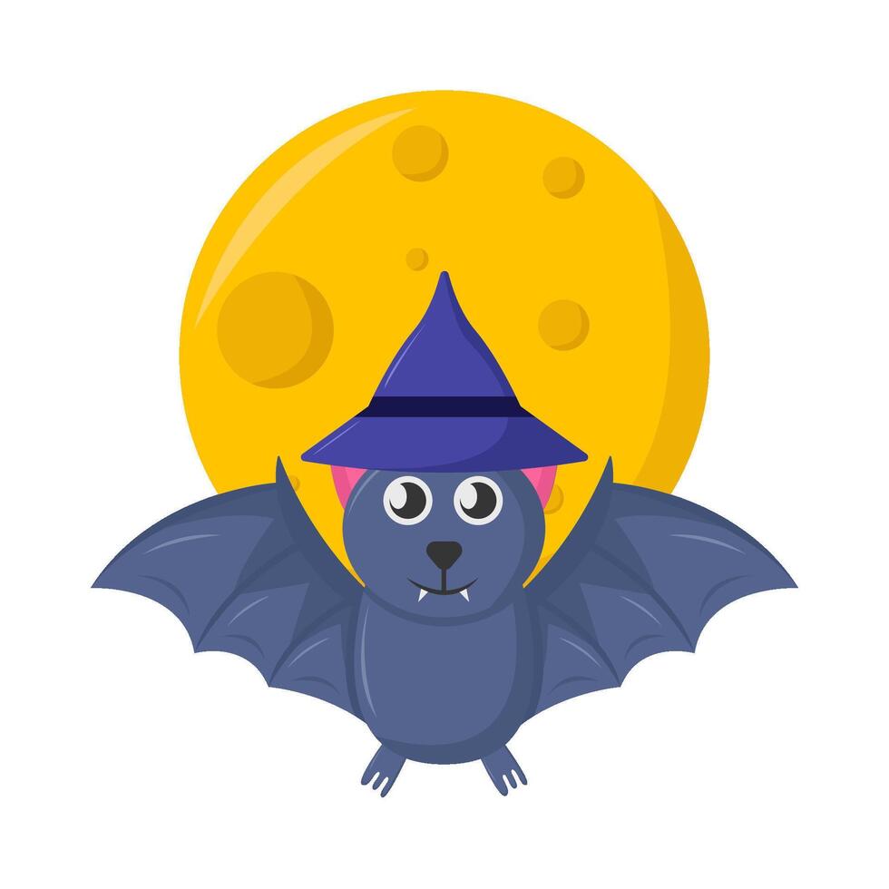 bat with full moon illustration vector