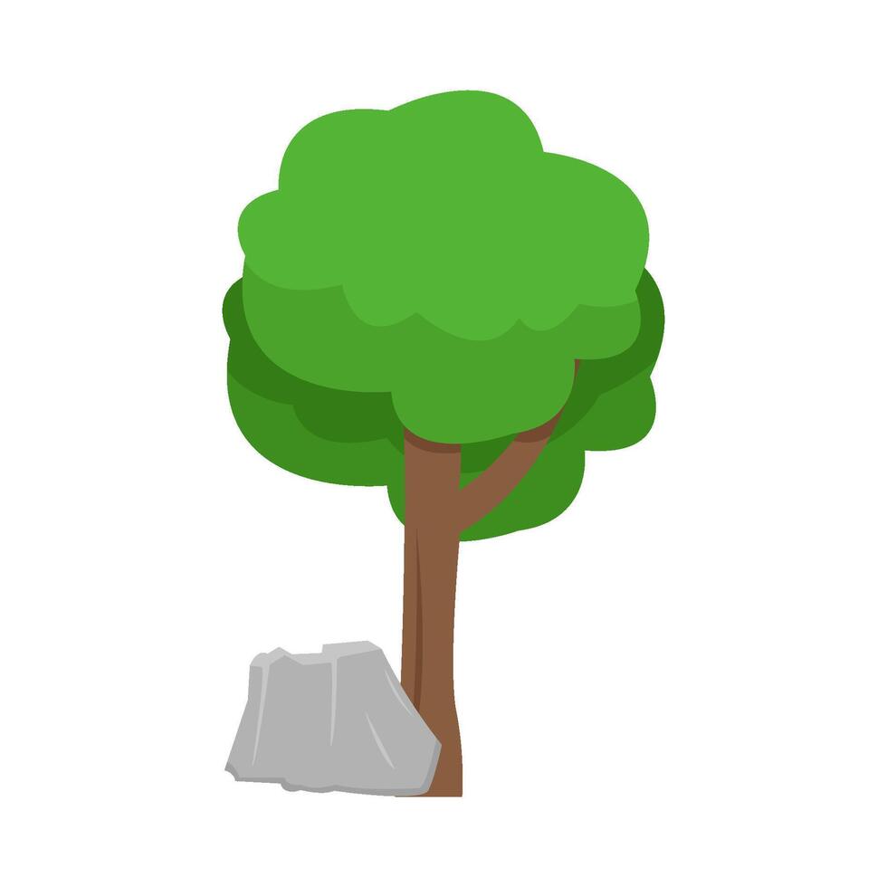 árbol con Roca ilustración vector