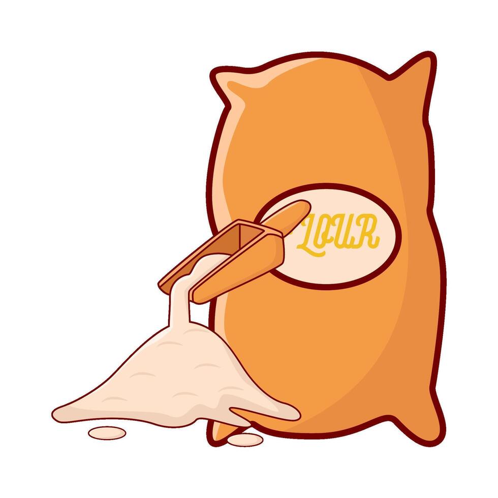 flour with flour bag illustration vector