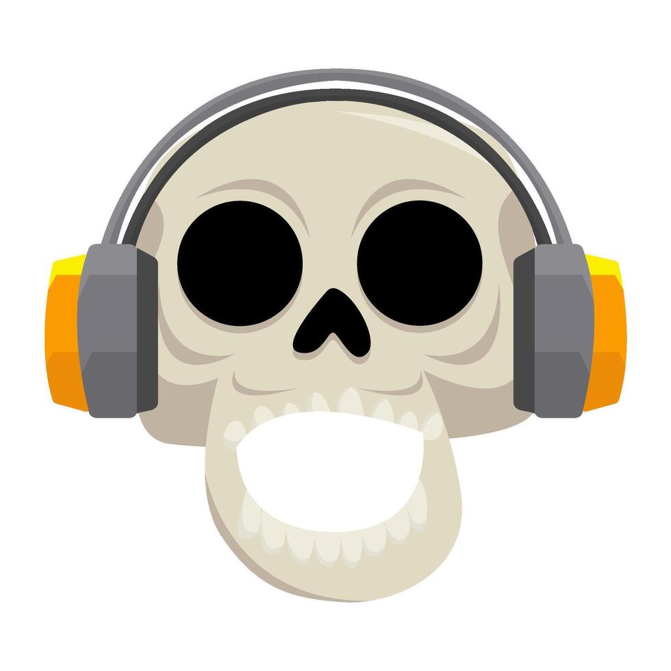 headphone in skull illustration vector
