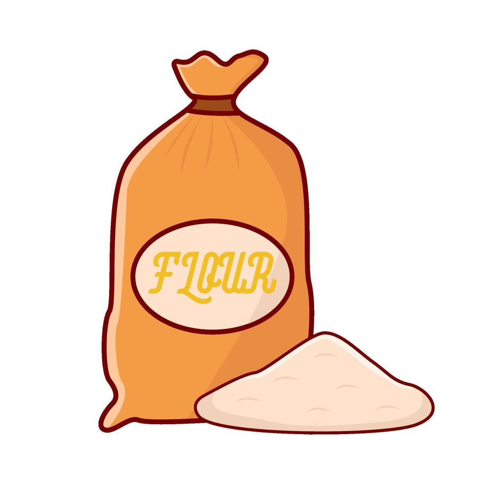 flour with flour bag illustration vector