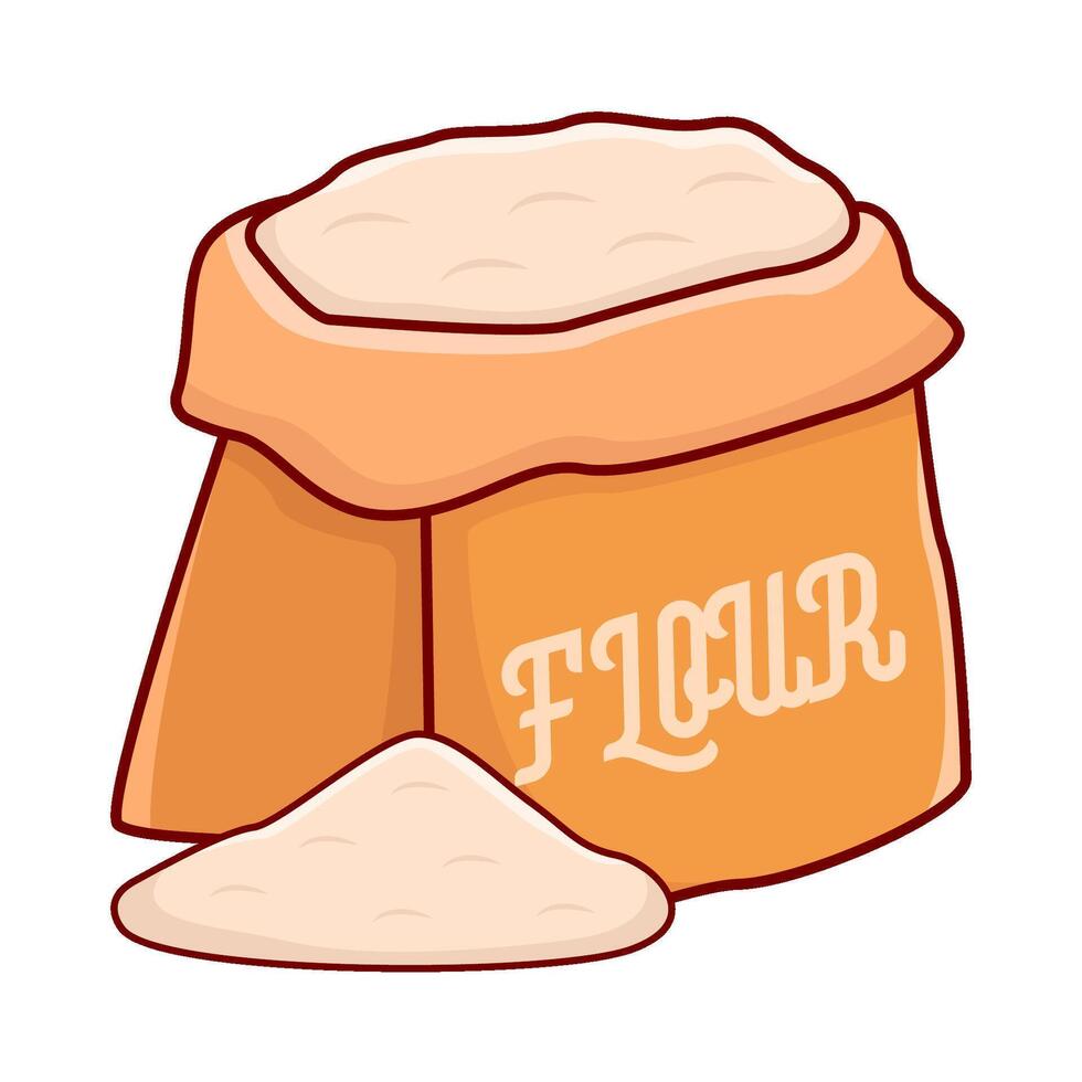 flour with flour bag illustration vector